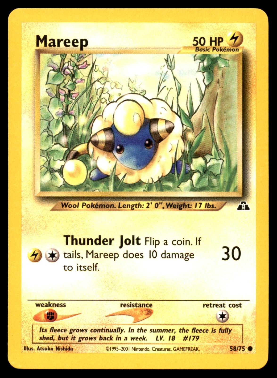 Mareep 58/75 Common Neo Discovery Pokemon Unlimited Moderately Played