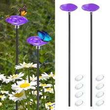 2-Pack Bee Watering Station, 11.8 Inch Metal Bee Bath  for Garden [Purple]