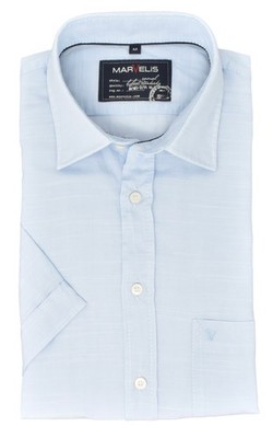Marvelis Herren Kurzarmhemd Casual Fit Kent Kragen Kurzarm Einfarbig Hellblau