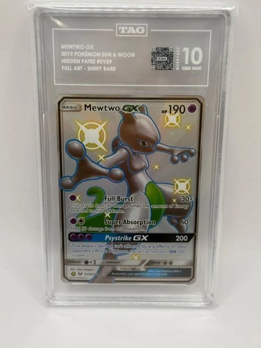 Mewtwo GX SV59/SV94 Hidden Fates: Shiny Vault Holo Full Art TAG GEM MINT 10