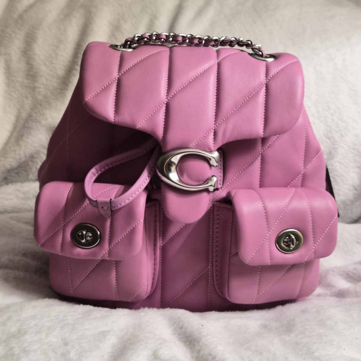 COACH Pink Quilted Leather Backpack with Silver Hardware Coach Taylor Backpack In Powder Pink NWT | Mercari main image 4