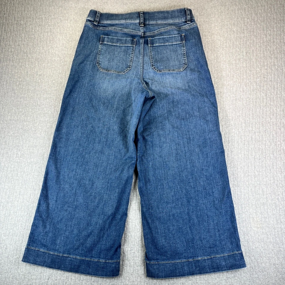 SPANX Baggy Wide Leg Cropped  Dress Jeans Women L (31X25) high-rise medium Wash - Image 4 of 4