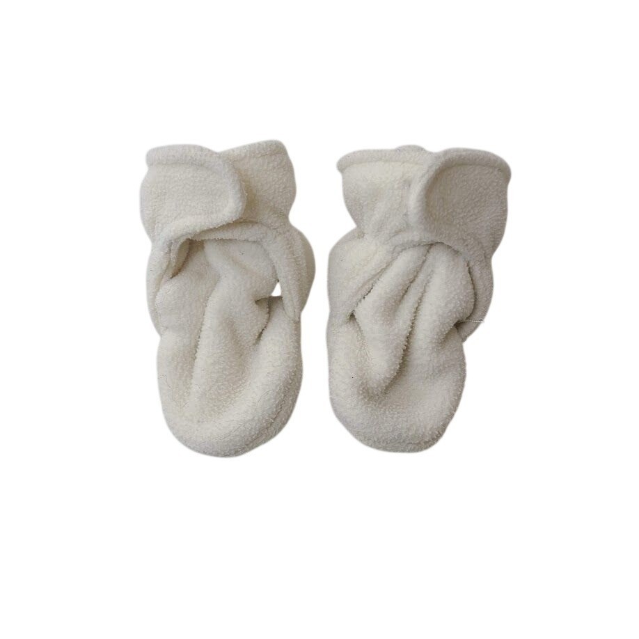 Hudson Baby Fleece Booties White Sherpa Slippers 6-12M Hook Loop Non Slip HB