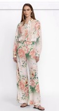 Johnny WAs Ruksanna Floral 100 Silk  899 Shirt  Pant Set Luxe Lounge XS