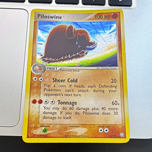 Nintendo Pokemon TCG Piloswine Team Rocket Returns 35/109 Holo Rare 100 HP 2004