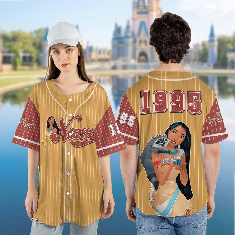Camiseta deportiva de béisbol personalizada de mapache de Pocahontas y Meeko para fanáticos