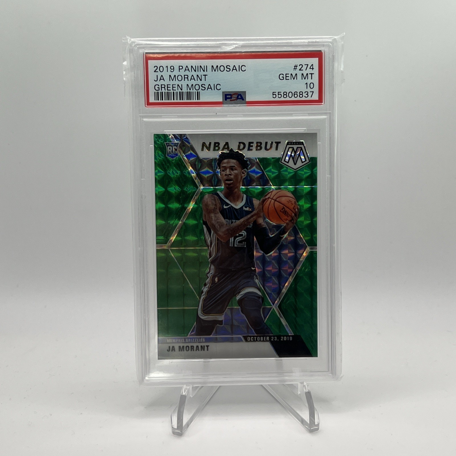 2019 Panini Mosaic Ja Morant # 274 Green Mosaic PSA10
