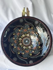 Vintage W. Aebi Toprerei Black Folk Art Pottery Pedestal Dish Switzerland