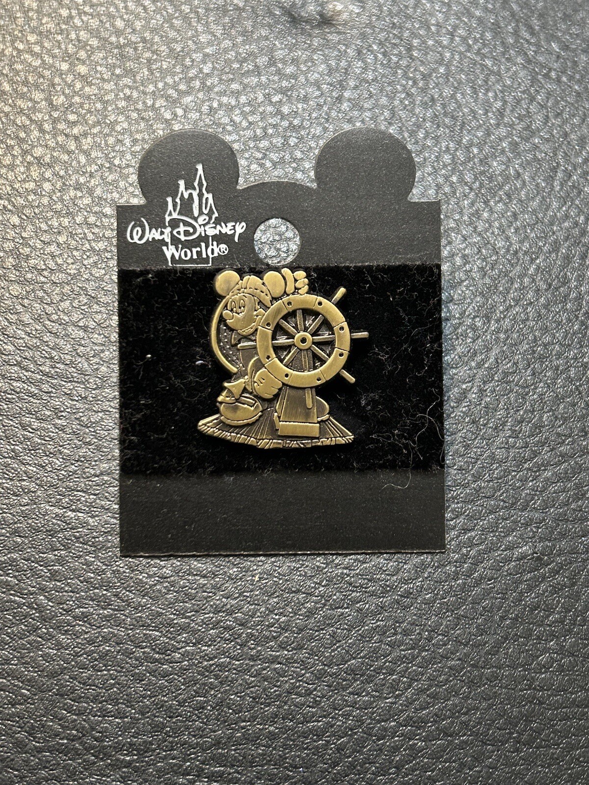 Disney World Mickey Pin as Steamboat Willy in Brass New Vintage