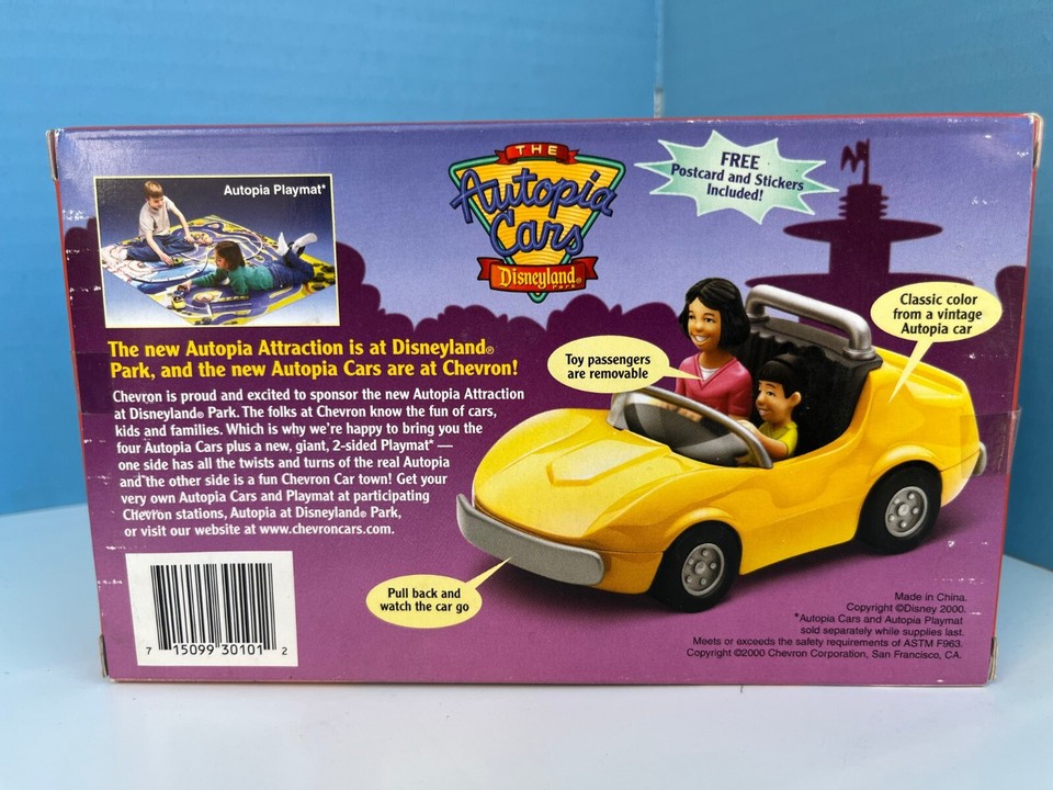 Disneyland The Autopia Cars by Chevron + Stickers & Postcard Retired ...