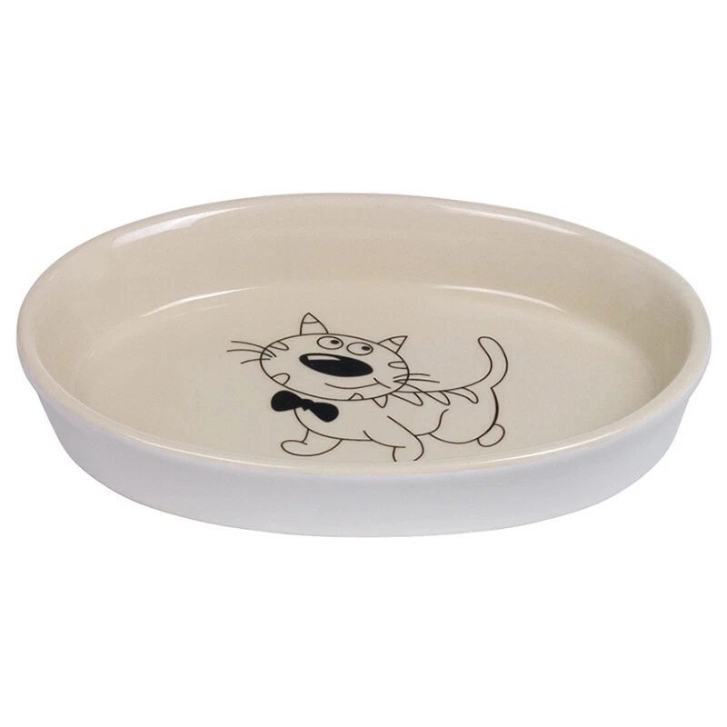 Nobby Katzen Keramik Schale oval creme/beige 17x11cm schnurrhaarfrei - Bild 1 von 1