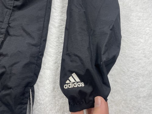 Vintage Adidas Jacket Size Small Black White Gray Hooded Three Stripe 90 - Picture 7 of 15