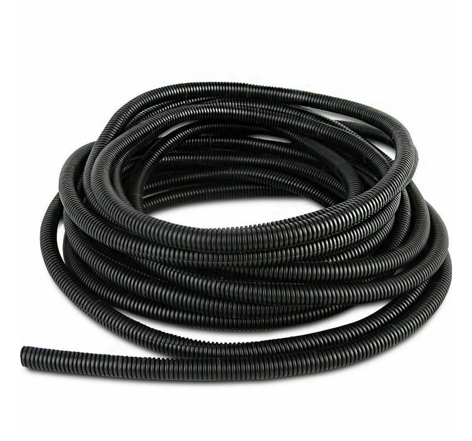 Manguera flexible de polietileno conducto de telar de alambre dividido negro 32,8 pies 1/2" para automóvil Foto 4 de 4