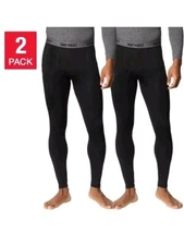 NWT 32 Degrees Men's Base Layer Heat Thermal Pants 2-Pack Black Size S, M, L, XL