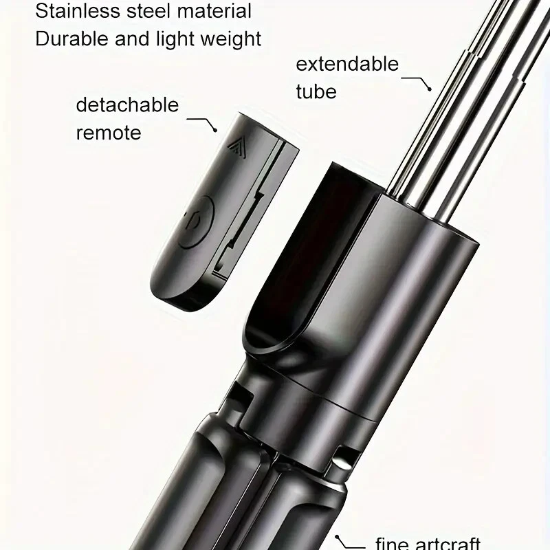 Soporte de trípode inalámbrico extensible para selfies Stick, rotación 360° para iPhone/Android Foto 3 de 4