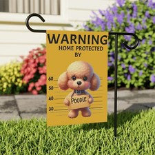 Poodle Garden Banner, Pet Lover Decor, Home Protection Sign,