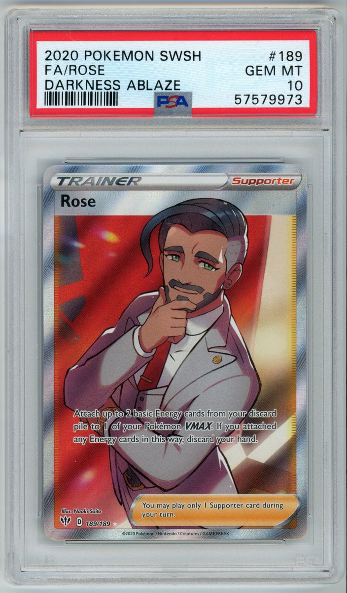 POKEMON DARKNESS ABLAZE ROSE #189 FULL ART TRAINER PSA 10 GEM MINT