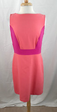 Ann Taylor Loft Women's 10 Sheath Dress Orange Pink Color Block Stretch Career