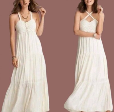 American Eagle Outfitters XXS Boho Crochet Lace Maxi Dress Wedding  Graduation