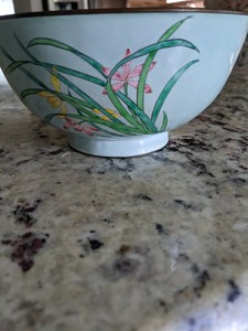 Antique Chinese Canton enamel bowl turquoise color