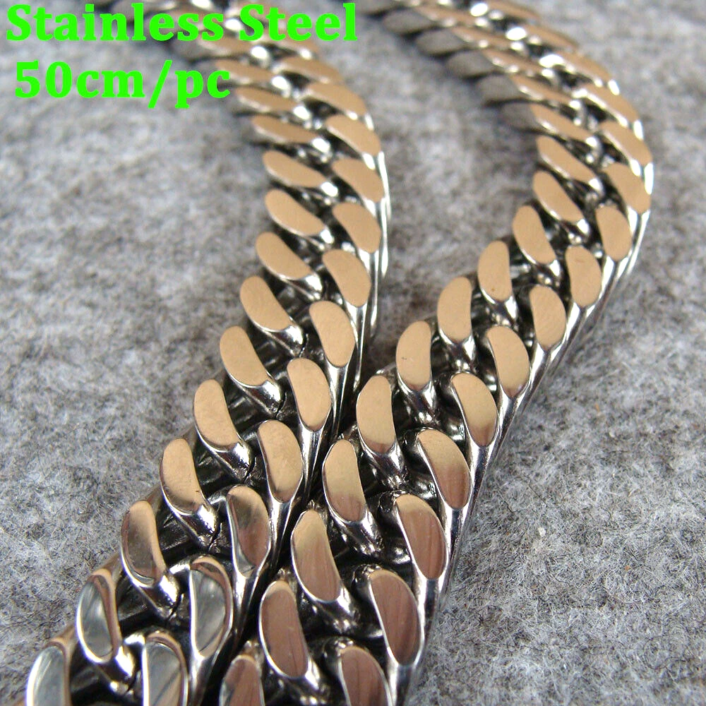 Heavy Duty Stainless Steel Flat Curb Chain For Bag Wallet Necklace Crafts,  50cm