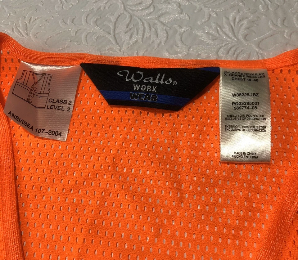 Orange Safety  Reflective Vest Walls Work Wear Materials Class 2 Men Size XL - Image 3 of 4