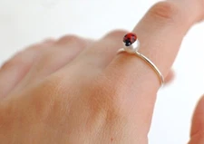 Amazing Unique Design Ladybug On The Pearl Women's Party Wear Ring In 935 Silver
