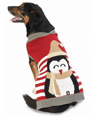 Medium Petrageous Design Crispin's Penguin Winter Dog Sweater Red