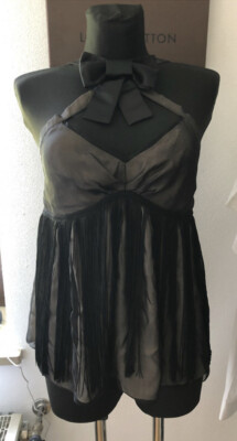 D&G Dolce Gabbana Top Silk Tassels Top RAR Auth Luxus Oberteil Seide Schleife