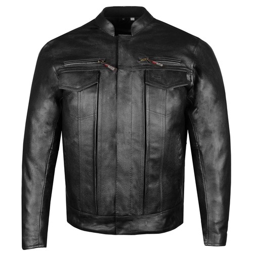 Chaqueta de motocicleta de cuero búfalo natural premium para hombre Commuter armadura CE - Imagen 10 de 20