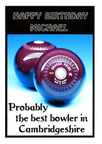 Personalised Probably Best Bowler BOWLS Birthday Card c/w envelope Lawn Green - 第 1/1 張圖片