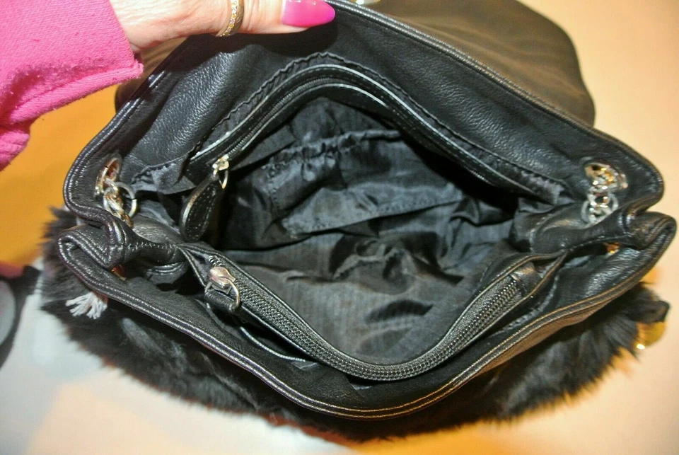 Jennifer Lopez Monedero Bolso sin asas Bolso de Mano Negro Piel y Cuero JLO NUEVO CON ETIQUETAS Nuevo Foto 3 de 4