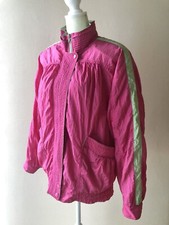 Vintage 80s Womens Track Jacket  by Fleet Street  pink and green