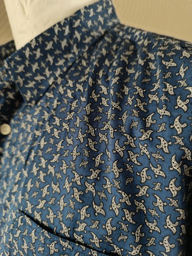 Hammond & Co. by Patrick Grant Men's Shirt - Blue Paisley Pattern - Size XL