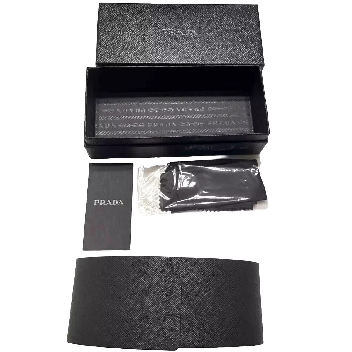 PRADA Saffiano Black Hard Case w/ Cloth & GiftBox for