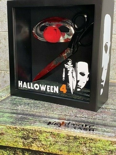 Halloween 4 IV Jamie Lloyd Michael Myers Máscara y Tijeras Reales Exhibición Caja de Sombra - Imagen 5 de 5