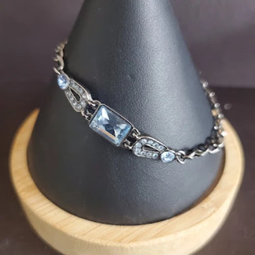 Bracciale Tennis Givenchy con Pietre Blu in Metallo Pistola Nero Set Grigio Firmato