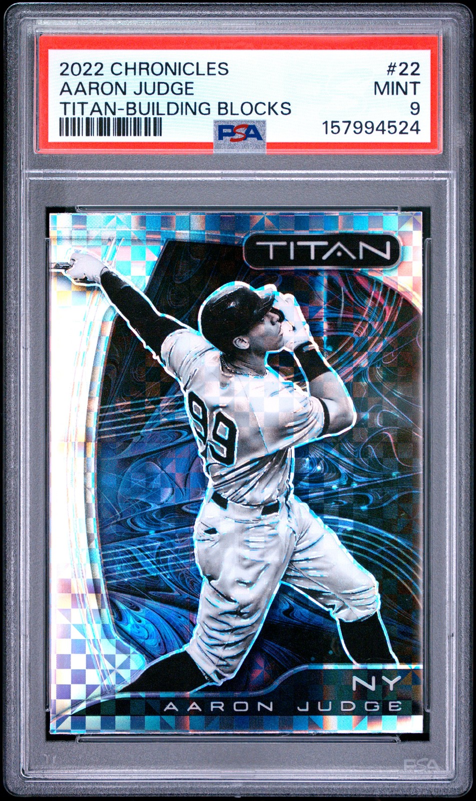 2022 PANINI CHRONICLES TITAN BUILDING BLOCKS #22 AARON JUDGE PSA 9