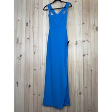 NWT Lulus Glamorous Dedication Blue Sleeveless Column Maxi Dress Wedding Sz XXS