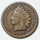 Indian Head Penny Lot of "1" VERY NICE 1887 GOOD OR BETTER°$ FREE SHIPPING $#V42