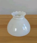 8" Vintage Milk Glass Hurricane Student Lamp Shade Fitter Ruffled Top