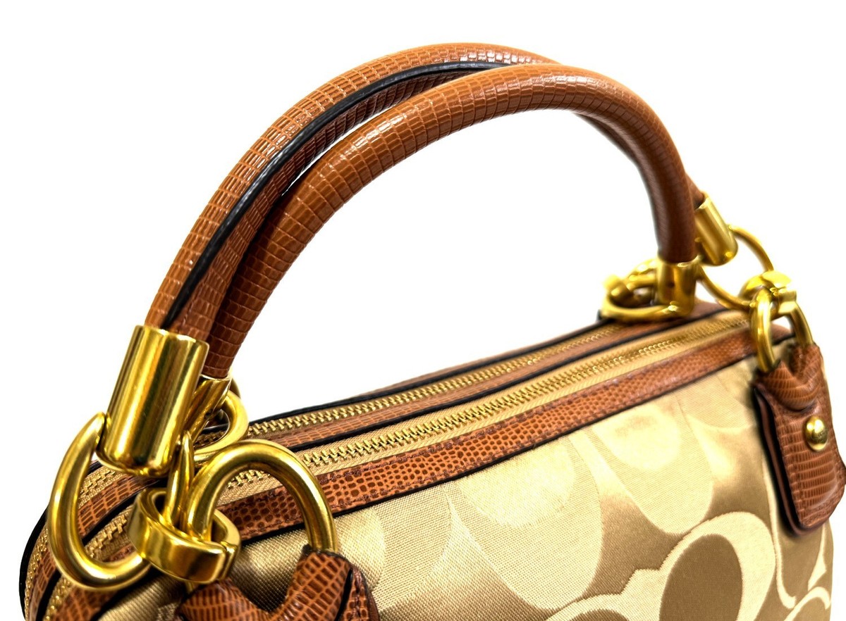 RARE COACH Y2K KRISTIN SIG EXOTIC LIZARD TRIM DOUBLE ZIP TOTE BAG