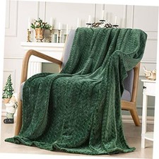 Fleece Throw Blanket, Super Soft Flannel Cozy Throw/Travel-50x60 IN A-green