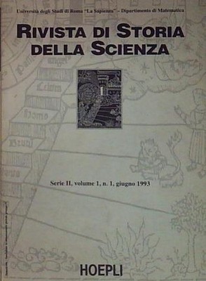 WISSENSCHAFTSGESCHICHTE ZEITSCHRIFT SERIE II VOL 1 N 1 JUNI 1993 Hoepli 