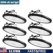 6 Pack 300W UFO LED High Bay Light Industrial Factory Warehouse Commercial Light