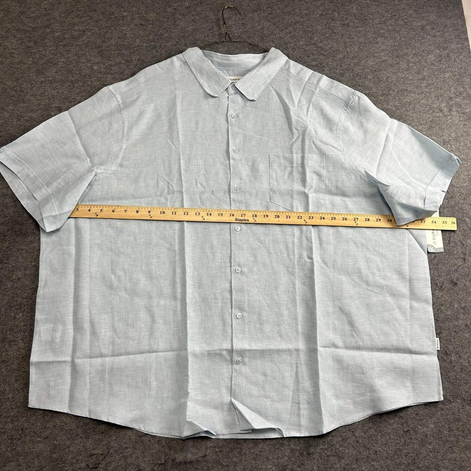 Cubavera Shirt Mens 4XL Blue Linen Blend Short Sleeve Button Up, Big & Tall - Image 3 of 4