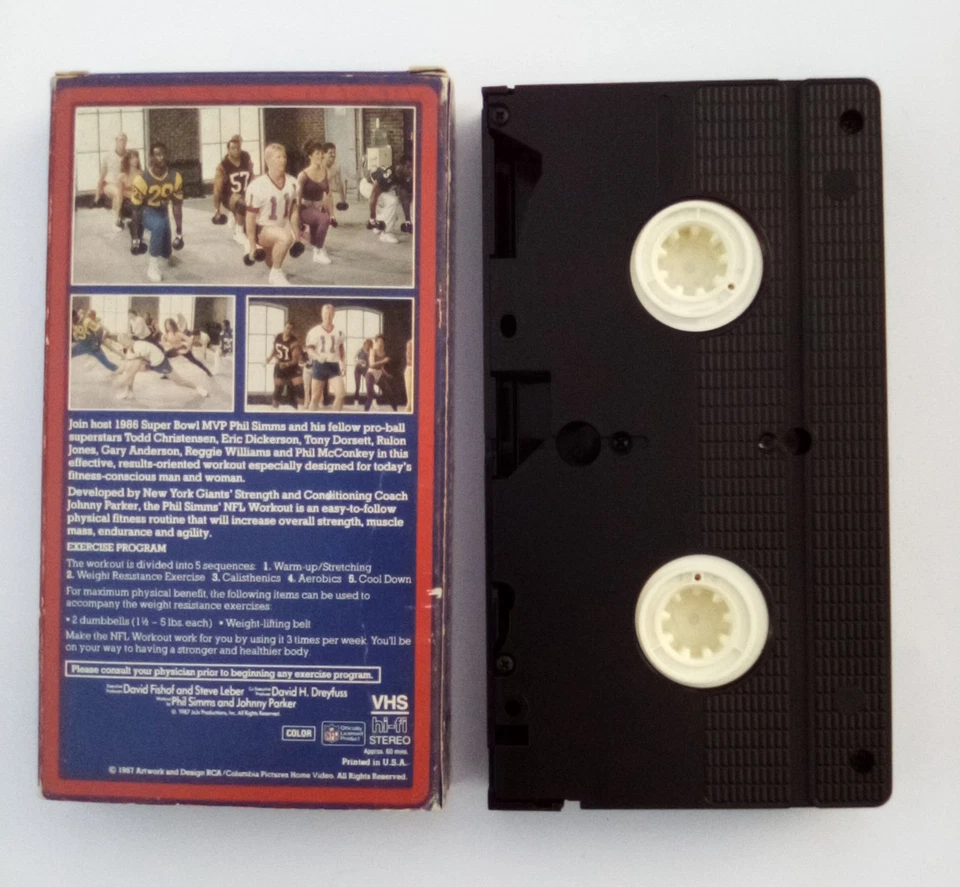 Phil Simms NFL Workout (Used VHS 1987) Developed by NY Giants Coach Jonny Parker Foto 2 de 4