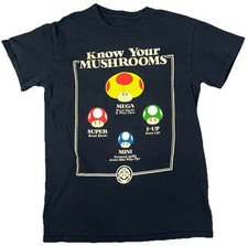 Super Mario Know Your Mushroom Graphic T-Shirt Men's Size Small Nintendo Gamer
