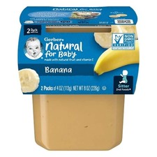 Gerber 2nd Foods Banana Puree Baby Food Tub, 2x 4 oz Tubs, 8 x 8 oz Case