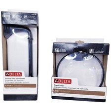 DELTA Celice Collection Toilet Paper Holder Towel Ring Venetian Bronze Set NIB